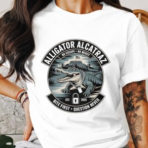 Alligator Alcatraz T-Shirt, Funny Alligator Tee, Prison T Shirt, Animal T-Shirt, USA Flag, Gift Idea, No Escape T Shirt, Trending Now
