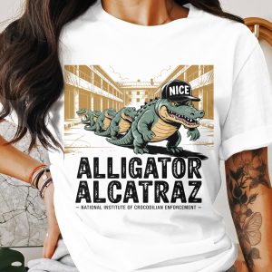 Alligator Alcatraz T-Shirt, Crocodile Graphic Tee, Funny Reptile Shirt, Cool Animal Design, Unique Pun Apparel