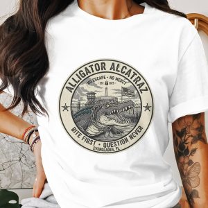 Alligator Alcatraz T-Shirt, Everglades Gator Tee, Florida Alligator, No Escape, Bite First, Question Never, Prison Design
