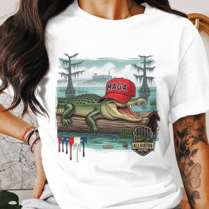 Alligator Alcatraz T Shirt, Funny MAGA Hat Alligator Tee, American Pride Alligator Design Shirt, Political Humor Tee