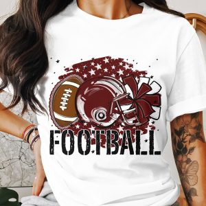 Football T-Shirt, Helmet, Pom Pom Tee, Game Day Apparel, Sports Fan Gift, Team Spirit Shirt, USA Football, American Sports