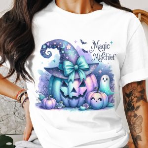 Magic Mischief Pumpkin T-Shirt, Halloween Shirt, Ghost Shirt, Spooky Season T-Shirt, Witch Hat Shirt, Fall T-Shirt