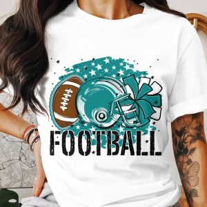 Football T-Shirt, Game Day Apparel, Sports Fan Tee, Helmet Design, Cheer Pom Pom Shirt, Gift for Athlete, Tailgate Party Top