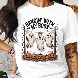 Hangin With My Boos T-Shirt, Halloween Ghosts Tee, Pumpkin T-Shirt, Spooky Season Shirt, Cute Halloween T Shirt, Funny Ghost T-Shirt