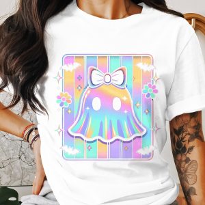 Pastel Ghost T-Shirt, Cute Halloween T-Shirt, Spooky Season Shirt, Kawaii Ghost, Aesthetic Graphic Tee, Trendy Halloween, Gift For Her