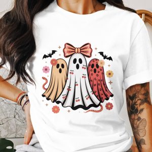 Spooky Cute Ghosts T-Shirt, Halloween Shirt, Retro Halloween Tee, Bats, Flowers, Ghost with Bow, Cherries, Snake, Spooky Season Gift