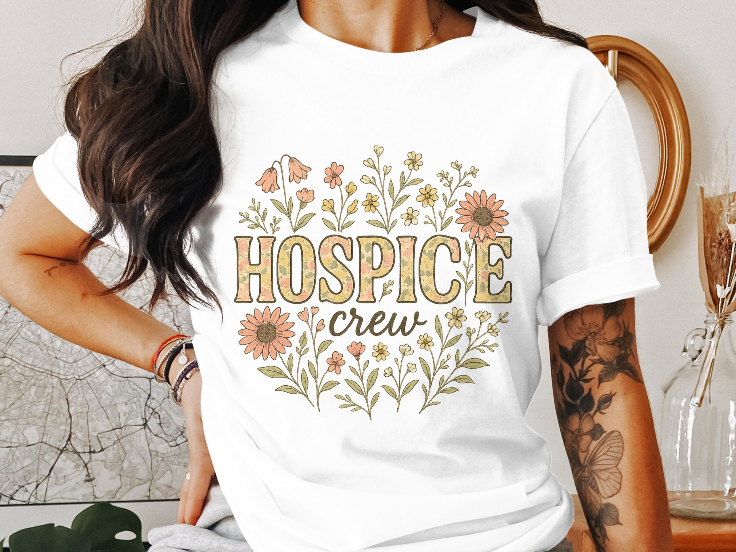 Hospice Crew T Shirt, Floral Design T Shirt, Care Team Shirt, Retro T Shirt, Comfort Care T Shirt, Vintage Style T Shirt, Medical Worker