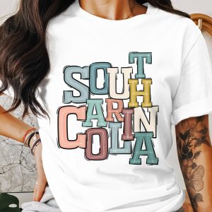 South Carolina T Shirt, Colorful Letters Tee, Columbia SC Shirt, State Pride, Gift Idea for South Carolinian, Souvenir Shirt