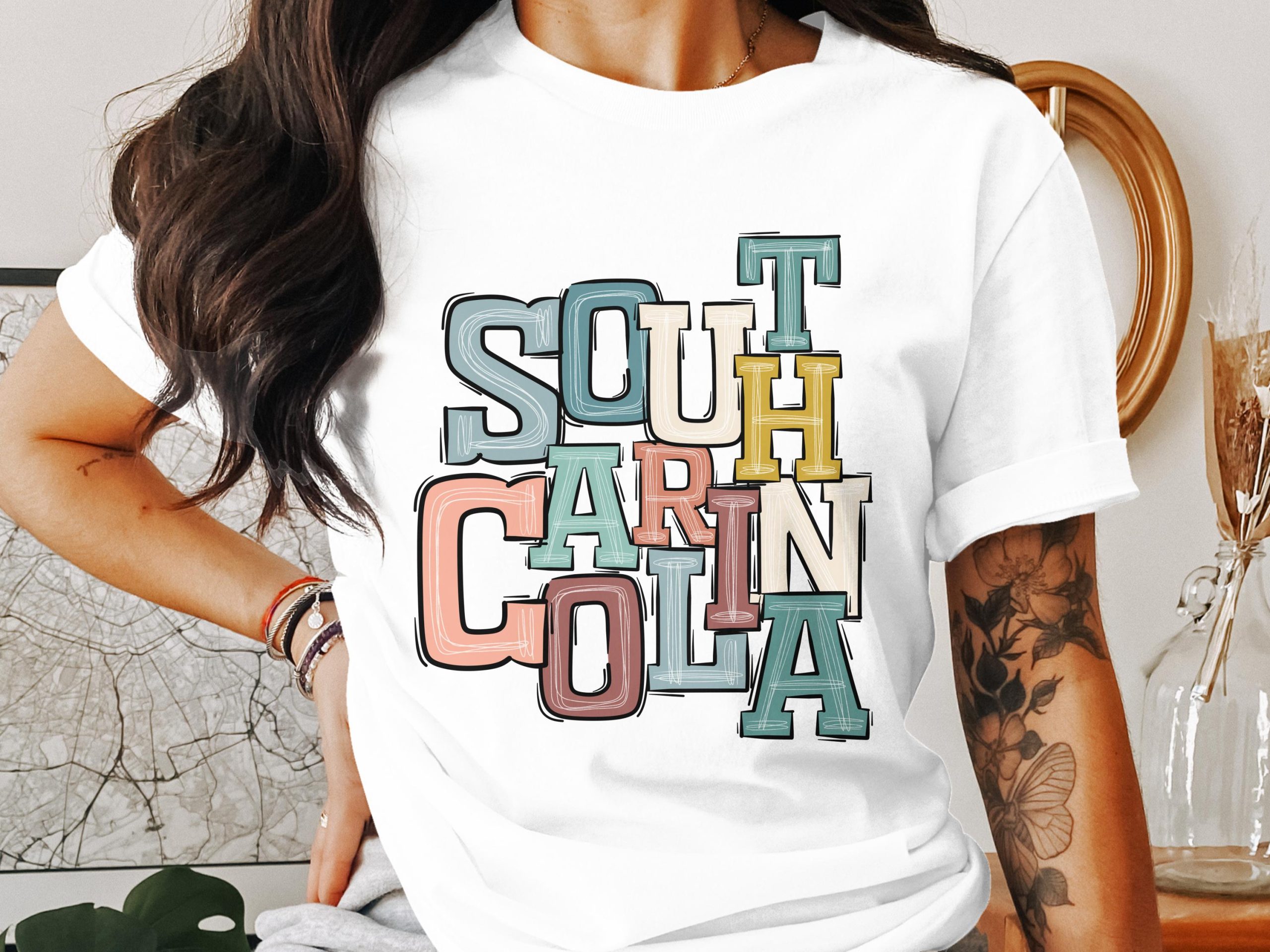 South Carolina T Shirt, Colorful Letters Tee, Columbia SC Shirt, State Pride, Gift Idea for South Carolinian, Souvenir Shirt
