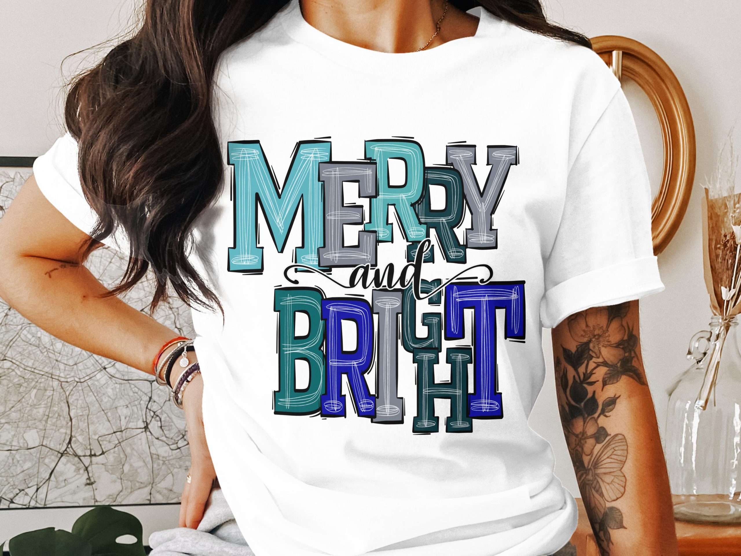 Merry and Bright T-Shirt, Holiday Shirt, Christmas Tee, Festive Top, Seasonal Gift, Holiday Cheer Apparel, Christmas Outfit
