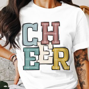Cheer T-Shirt, Cute Cheerleader Tee, Colorful Cheer Shirt, Sports Fan Apparel, School Spirit Clothing, Cheerleading Gift, Game Day Outfit