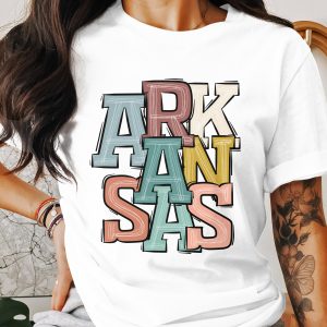 Arkansas State T-Shirt, Retro Graphic Tee, Colorful State Pride Shirt, Trendy Arkansas Apparel, Souvenir Arkansas Gift, Vacation T-Shirt