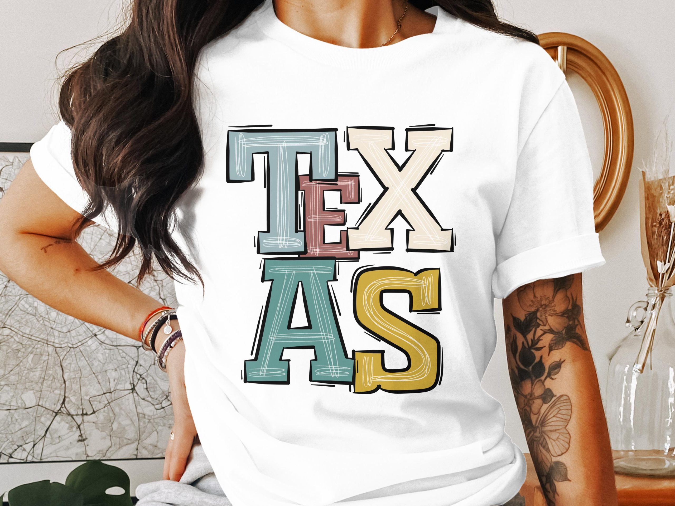 Texas T Shirt, Colorful State Pride Tee, Southwestern USA Gift, Texas Lover Top, Lone Star State Outfit, Texas Vacation Souvenir