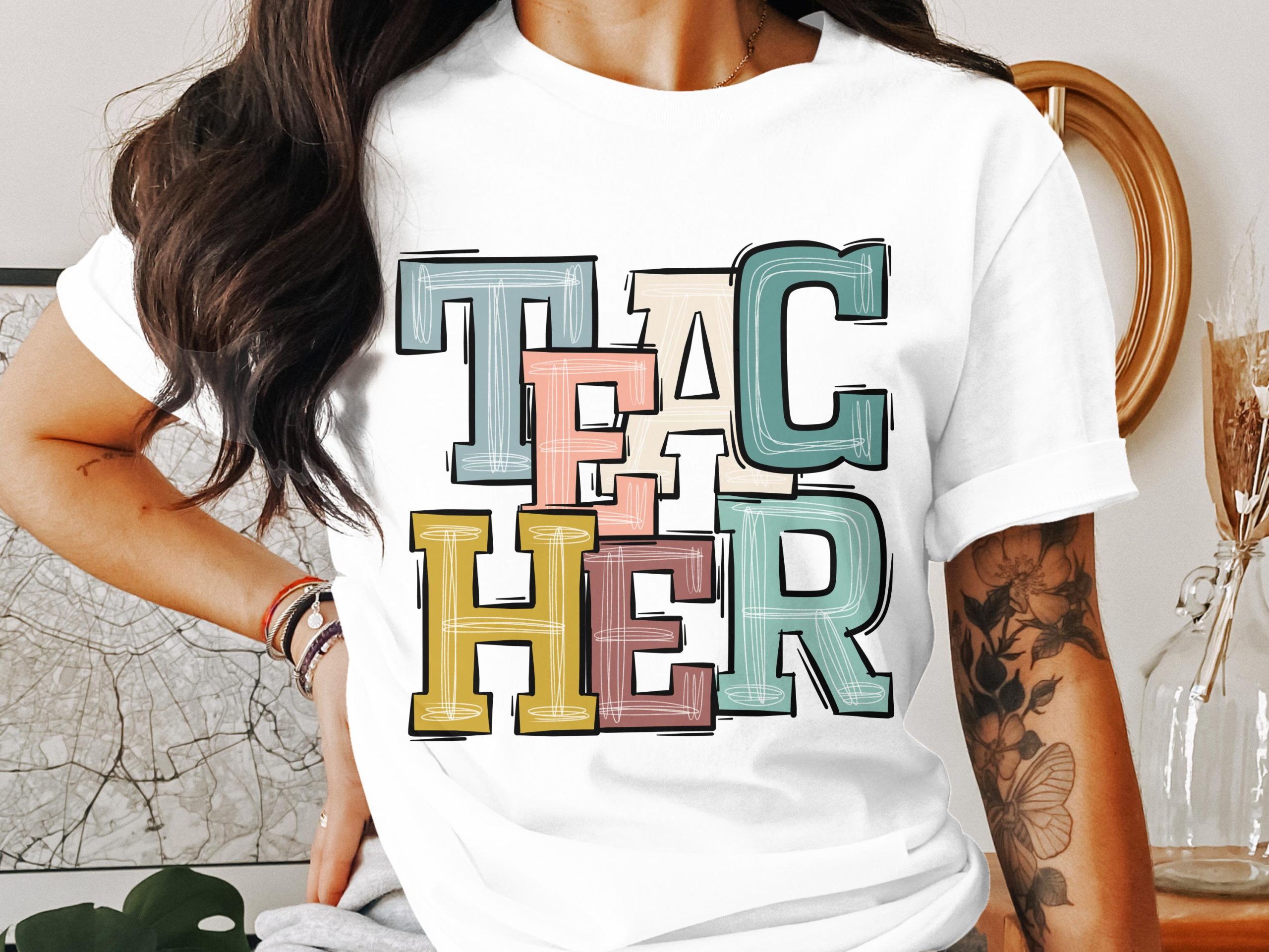 Teacher T-Shirt, Colorful Teacher Tee, Teacher Appreciation Gift, Cute Teacher Shirt, Back to School, Gift for Teacher, Teacher Outfit