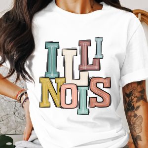 Illinois T-Shirt, Colorful State Pride Tee, Illinois Gift, Illinois Home, State T-Shirt, Illinois Apparel, USA State T-Shirt