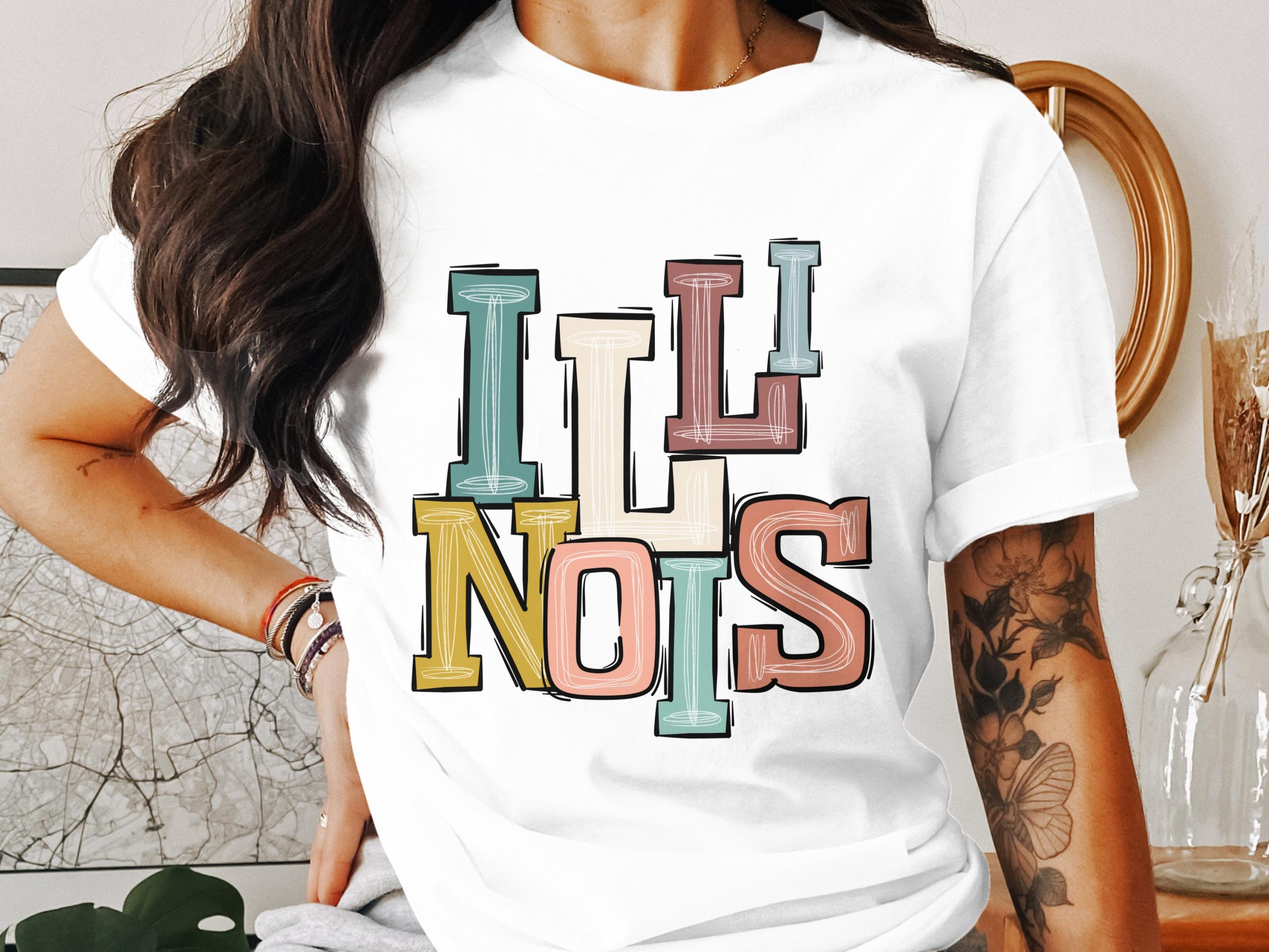 Illinois T-Shirt, Colorful State Pride Tee, Illinois Gift, Illinois Home, State T-Shirt, Illinois Apparel, USA State T-Shirt