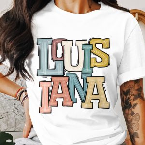 Louisiana Retro T-Shirt, Colorful State Pride Tee, Vintage Style Louisiana Shirt, Louisiana Souvenir, Unique Louisiana Gift