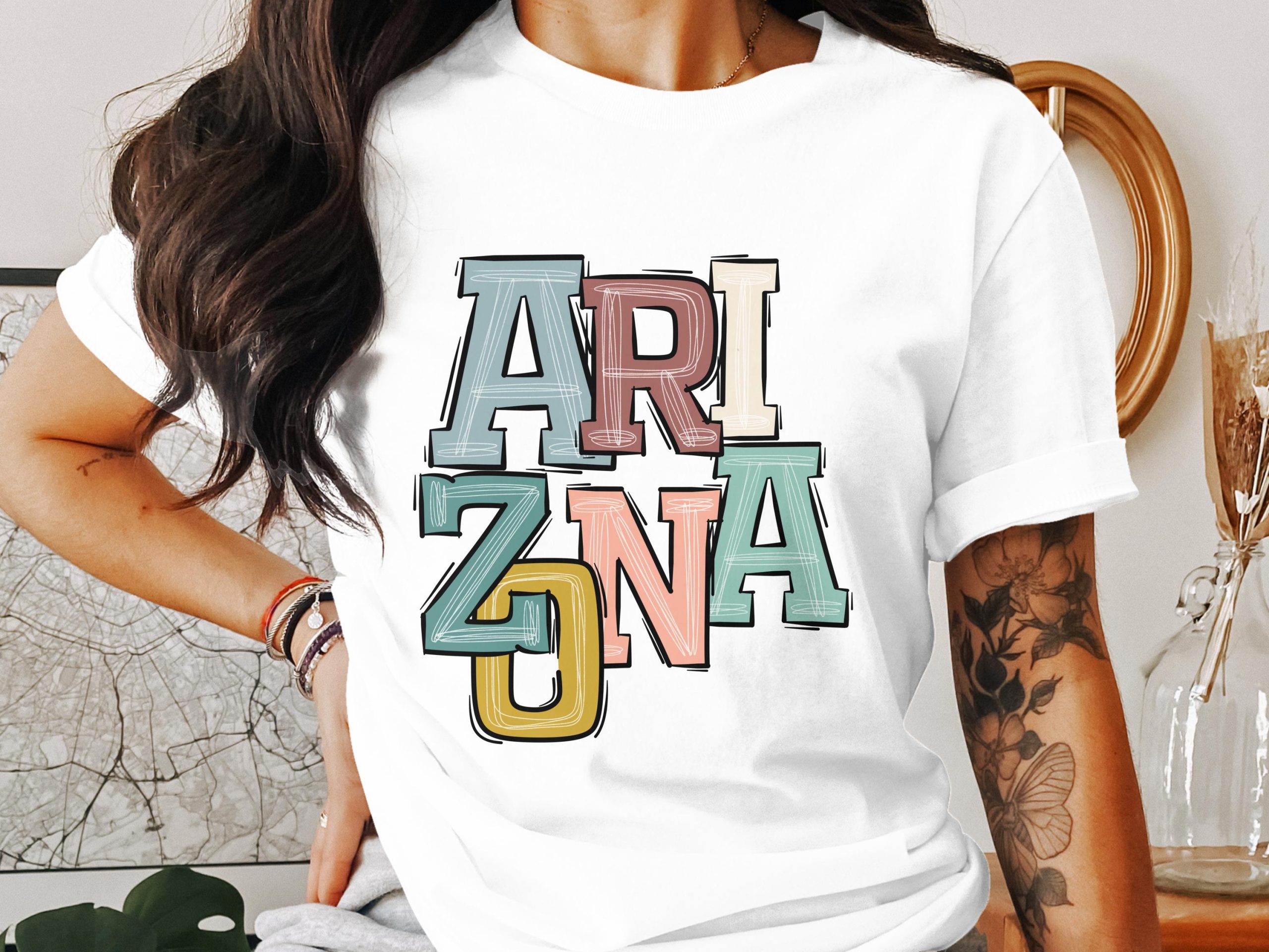 Arizona T-Shirt, Cute State Shirt, Colorful Arizona Tee, Travel T Shirt, Southwest Gift, Souvenir Shirt, Graphic Tee, Arizona Lover Shirt