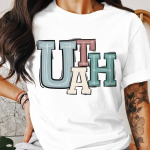Utah T-Shirt, Colorful State Pride Tee, Retro Style Graphic, Vacation Souvenir, Gift for Utah Lovers, Trendy Casual Top