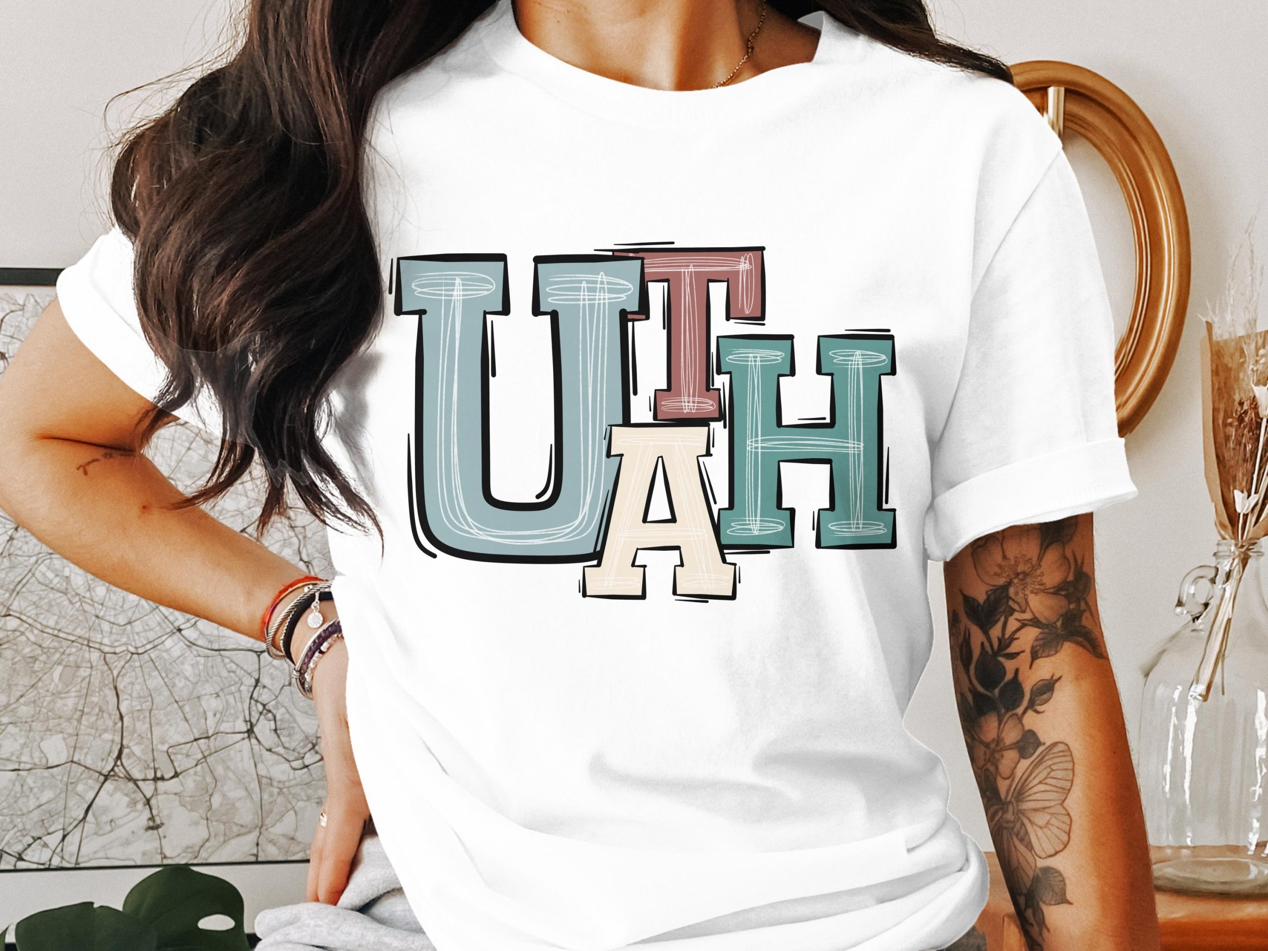 Utah T-Shirt, Colorful State Pride Tee, Retro Style Graphic, Vacation Souvenir, Gift for Utah Lovers, Trendy Casual Top