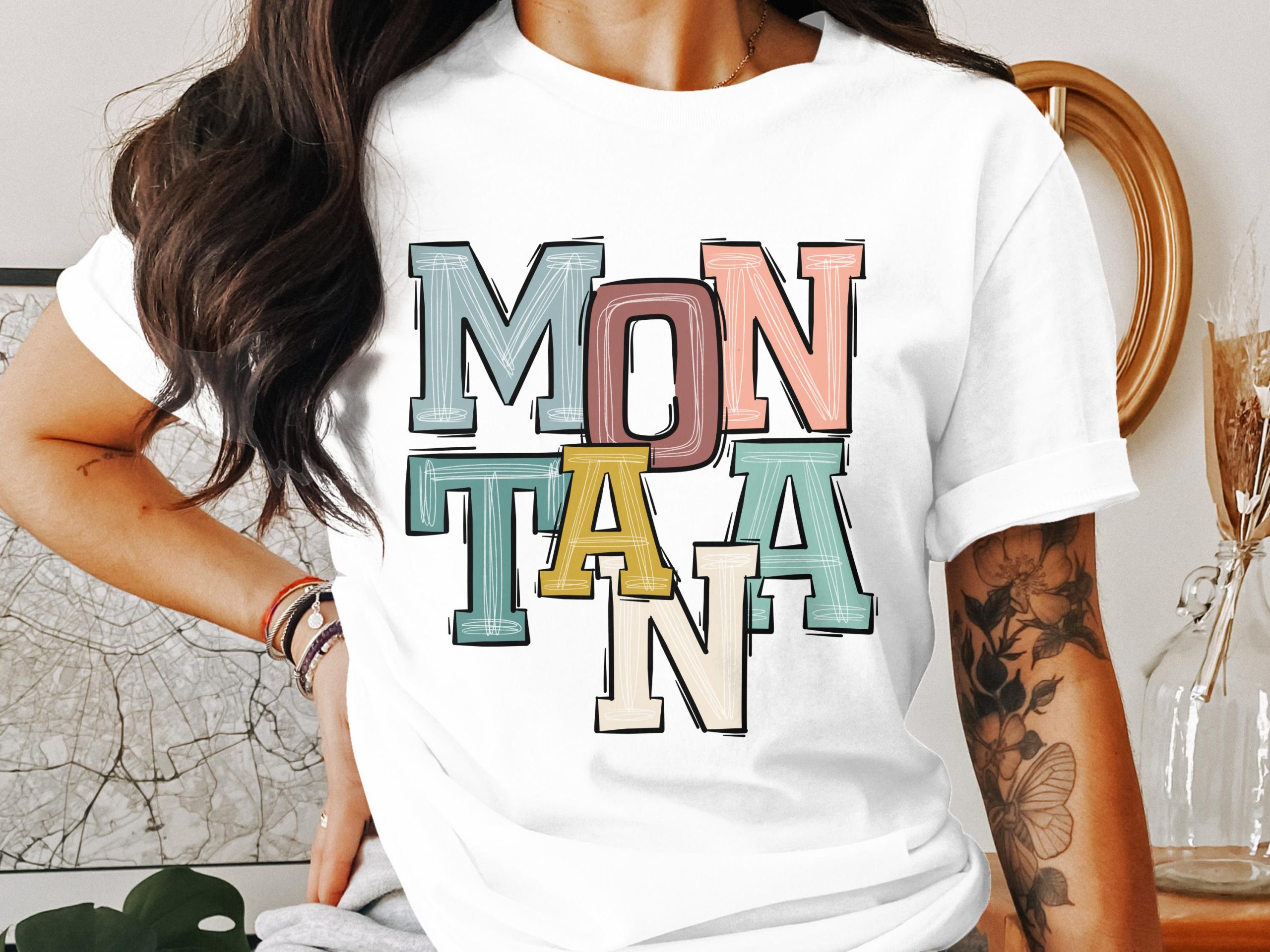 Montana T Shirt, Colorful Lettering Tee, State Pride Shirt, Gift for Montana Lovers, Tourist Souvenir, Montana Vacation Tee