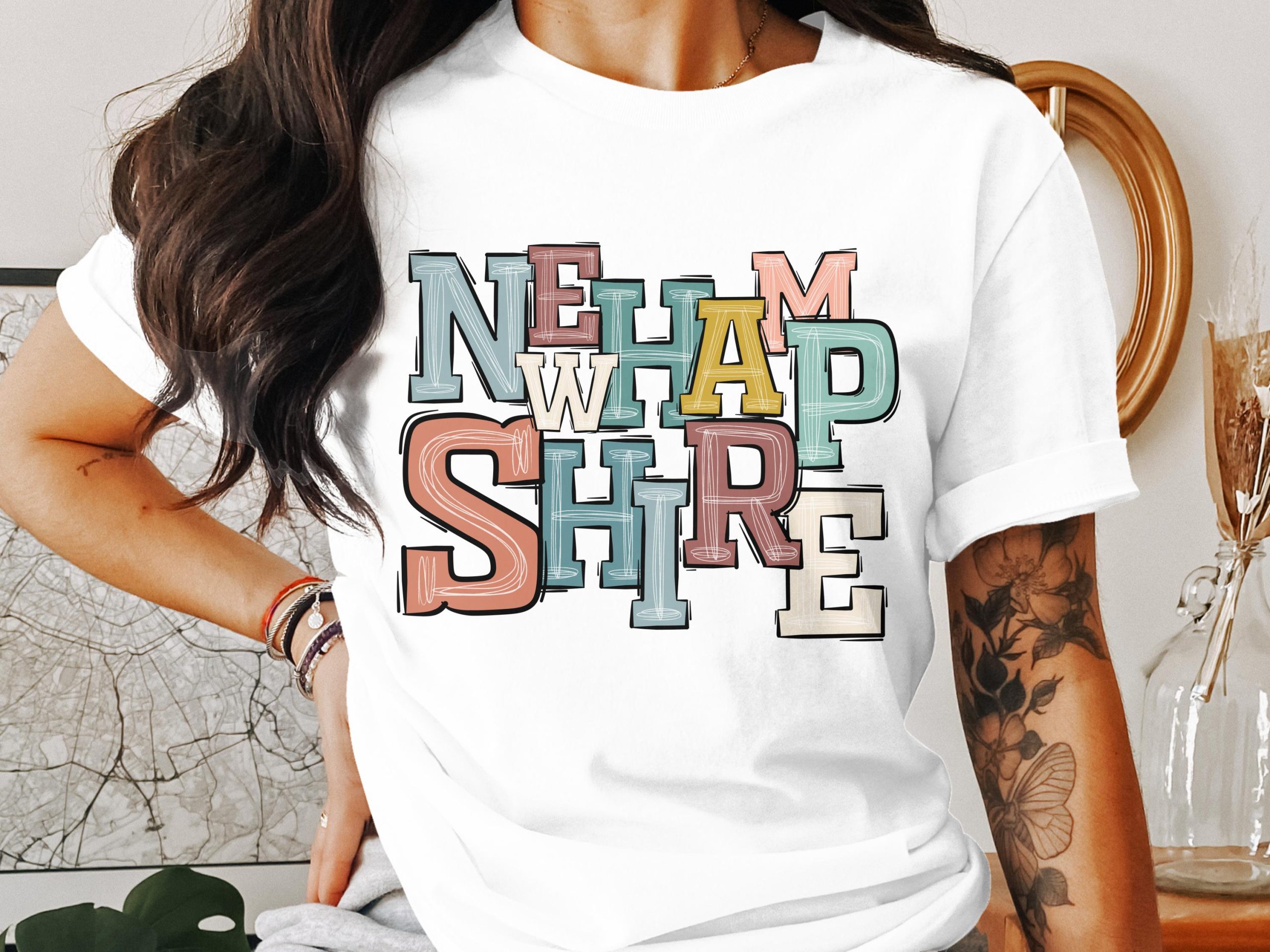 New Hampshire T-Shirt, Colorful State Pride Tee, Granite State Souvenir, Vacation Gift, New England Apparel, NH Home, USA Travel Shirt