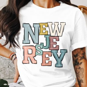 New Jersey T Shirt, Colorful NJ Graphic Tee, State Pride Top, Jersey Lover Gift, Retro New Jersey Shirt, Vintage Style Jersey Tee