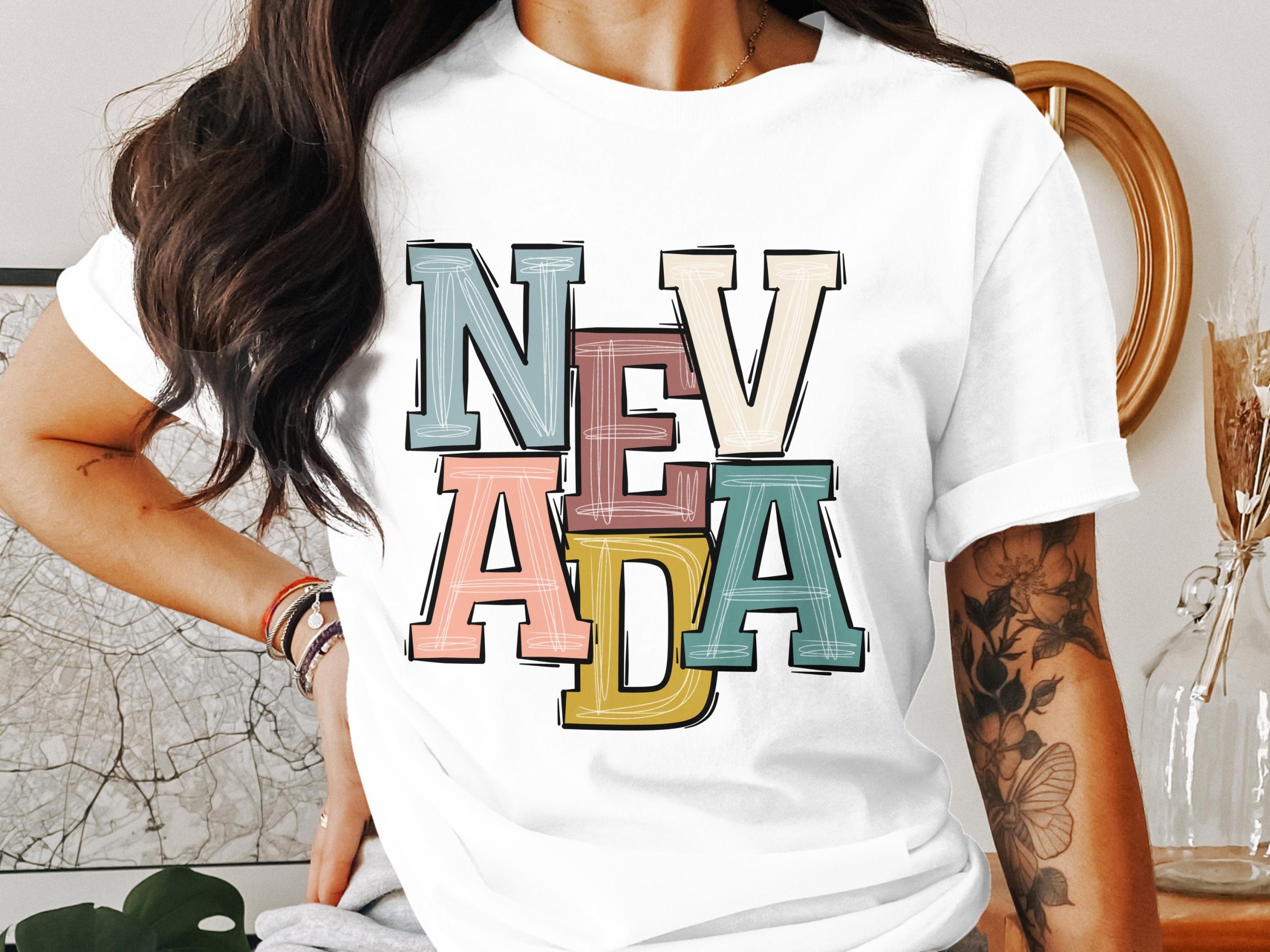 Nevada T-Shirt, State Pride Shirt, Colorful Nevada Tee, Gift for Nevada Resident, Vacation Souvenir, Nevada Lover Top