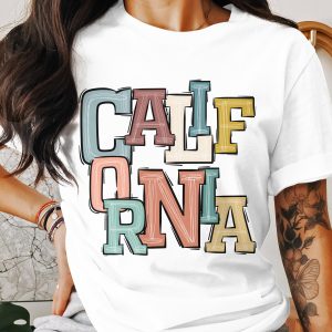 California T-Shirt, Colorful State Design, Cali Tee, West Coast Vibes, Retro California Style T-Shirt, Vacation T-Shirt
