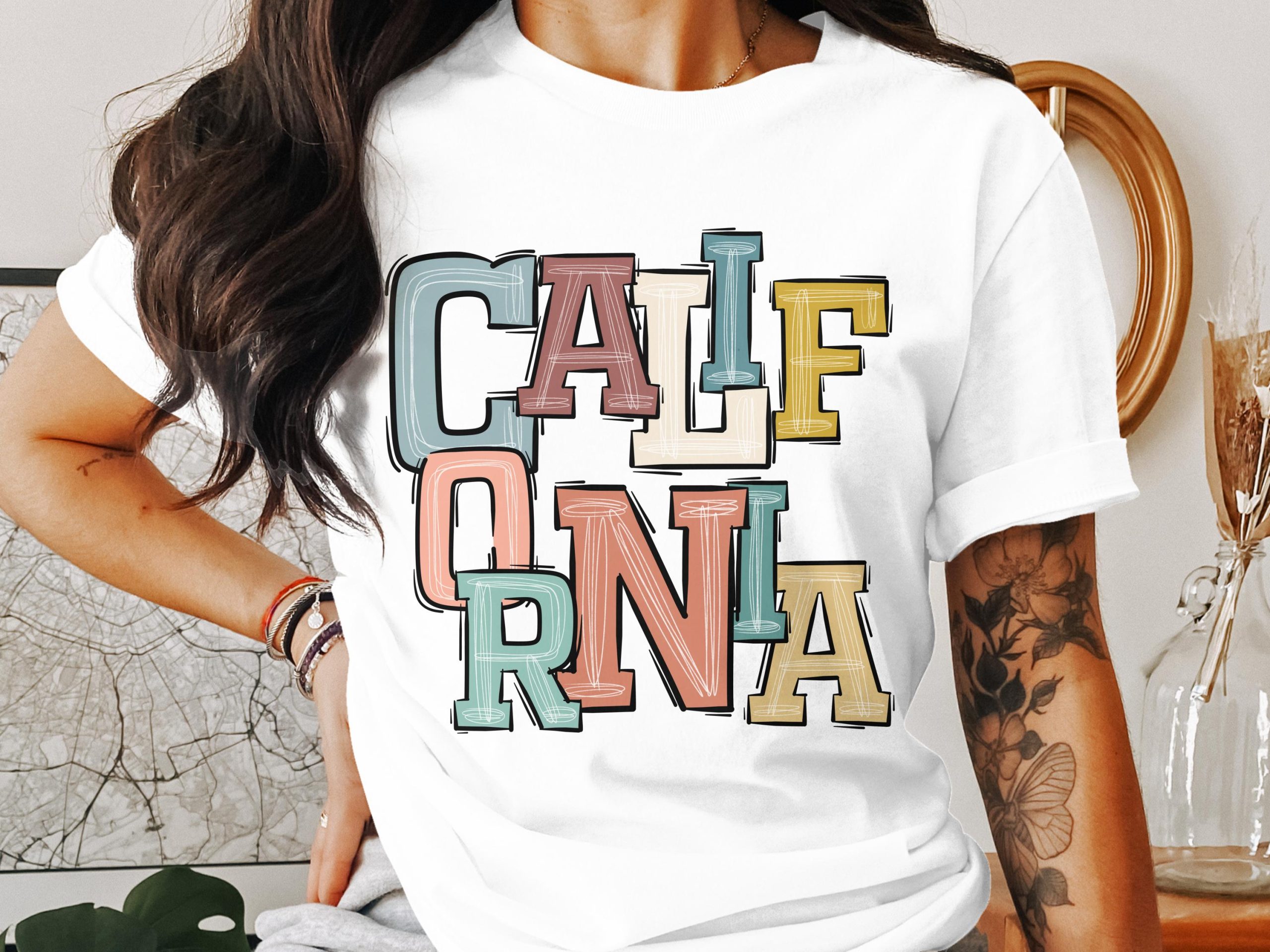 California T-Shirt, Colorful State Design, Cali Tee, West Coast Vibes, Retro California Style T-Shirt, Vacation T-Shirt
