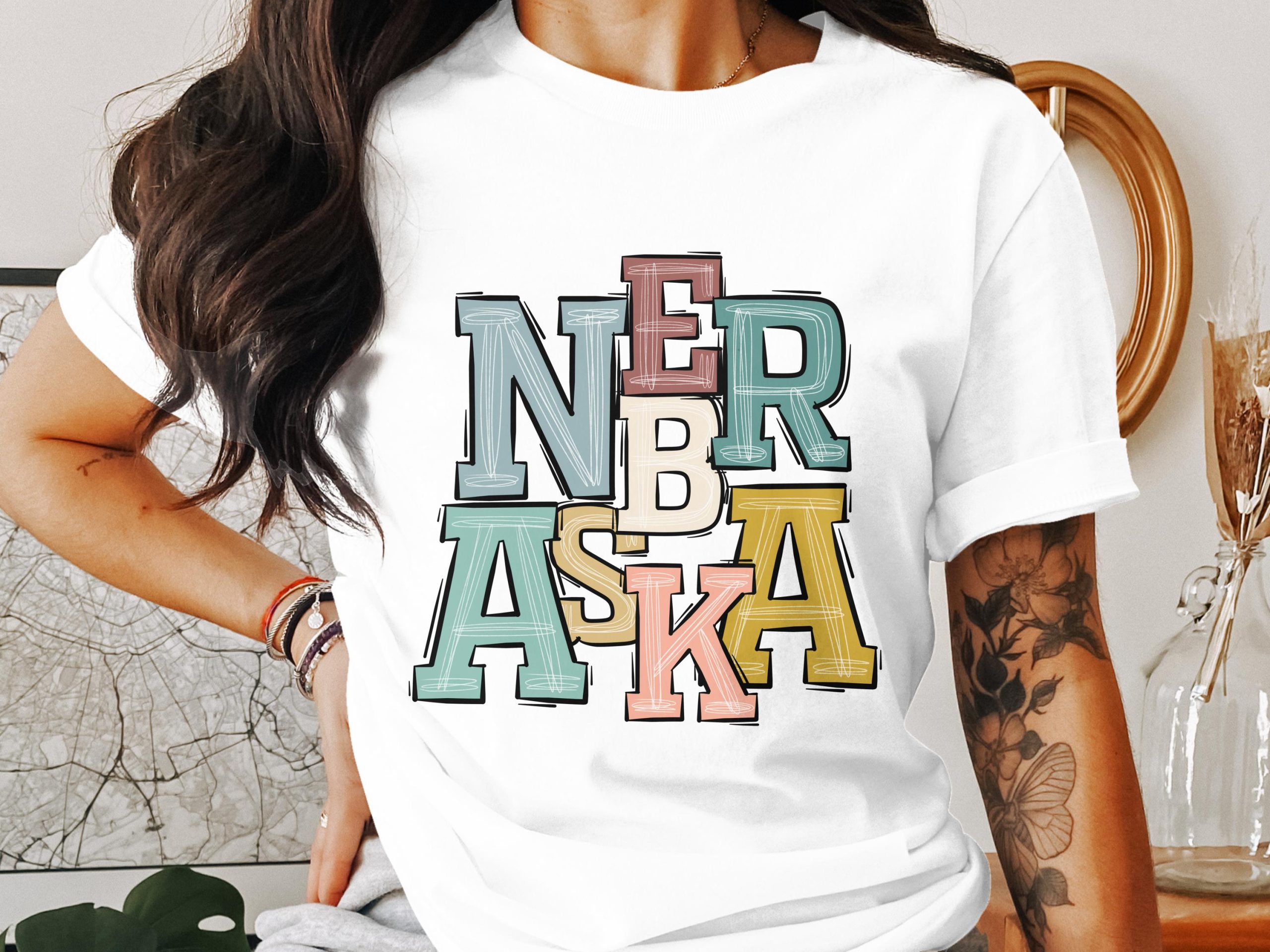 Nebraska T Shirt, Trendy Nebraska Tee, Home State Shirt, Nebraska Gift, State Pride Shirt, Colorful Nebraska Shirt, Nebraska Apparel
