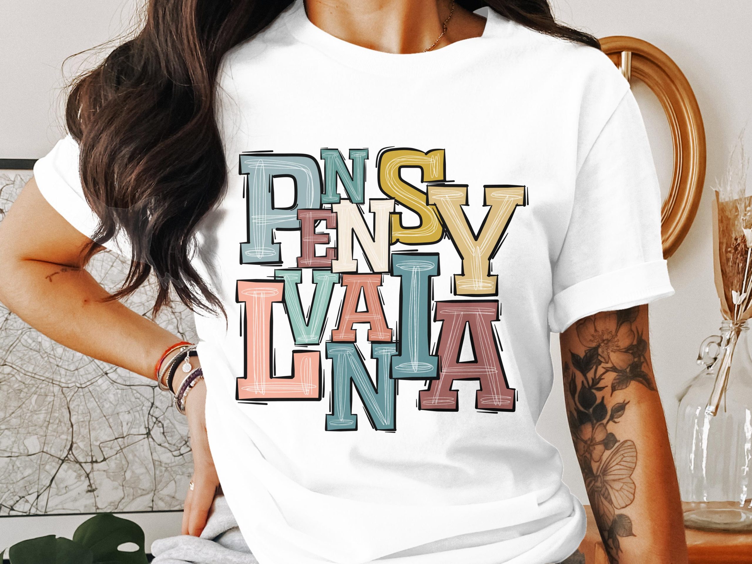 Pennsylvania T-Shirt, Colorful State Pride Tee, Retro Pennsylvania Design, Trendy Graphic Tee, State Lover Gift, Pennsylvania Souvenir T