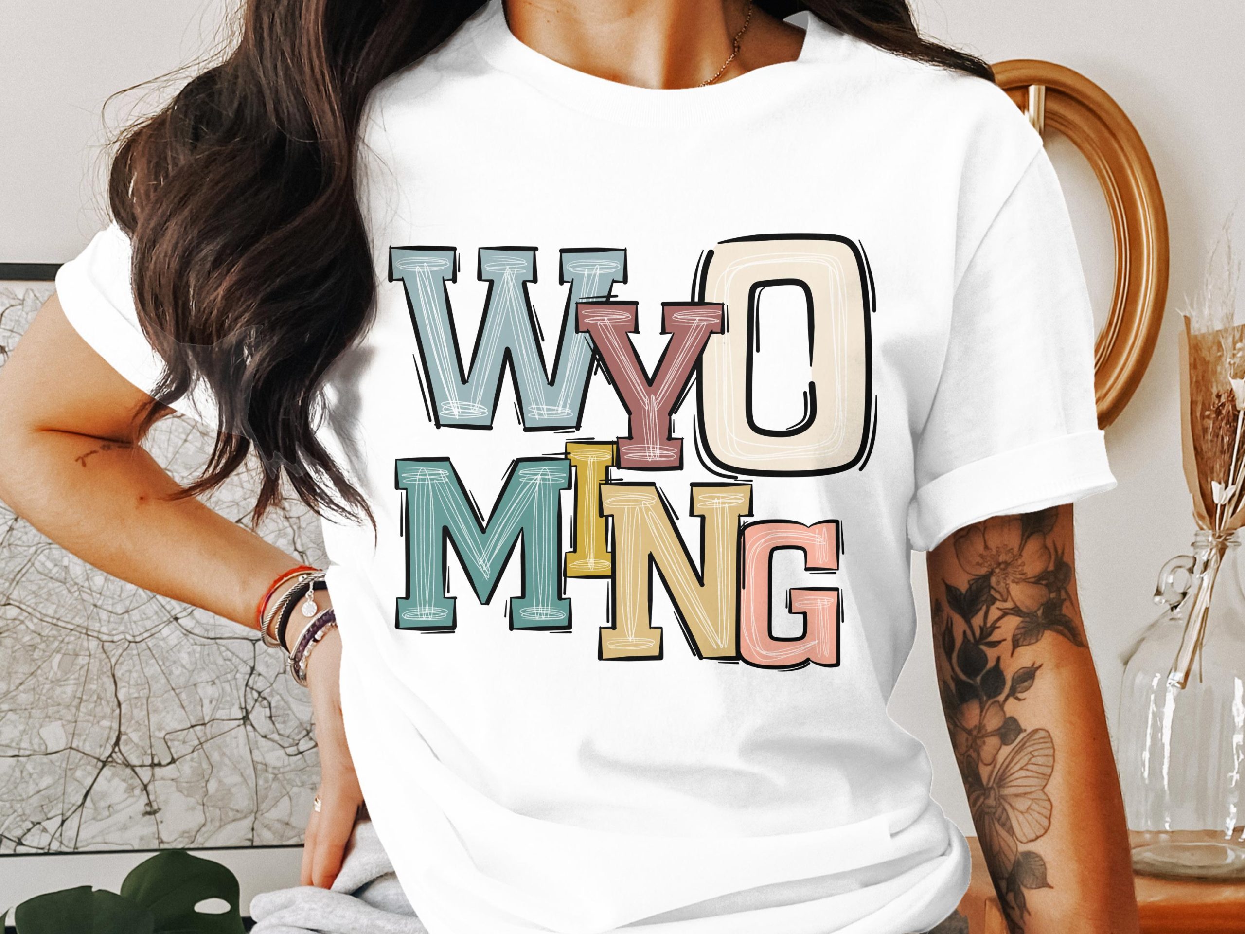 Wyoming T-Shirt, Colorful State Pride Tee, Wyoming Souvenir, Gift for Wyoming Native, Trendy Wyoming Shirt, Wyoming Lover Shirt