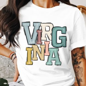Virginia T-Shirt, State Pride Tee, Colorful Virginia Graphic, Virginia Home, Travel Gift T Shirt, Vacation Souvenir, Retro Style TShirt