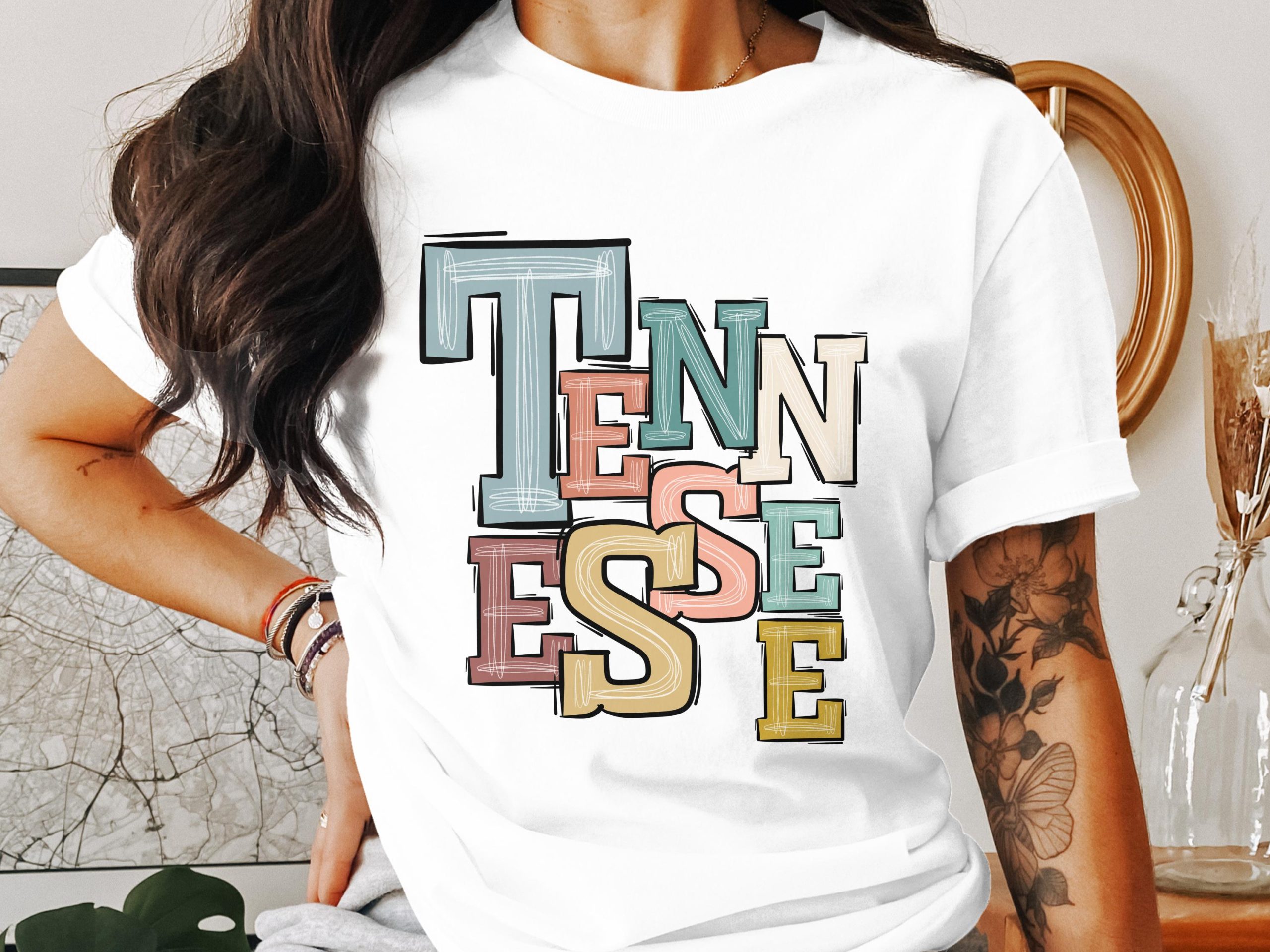 Tennessee T-Shirt, State Pride Tee, Colorful Tennessee Graphic T Shirt, Souvenir Shirt, Vacation Trip Tee, Gift Idea, Women's and Men's