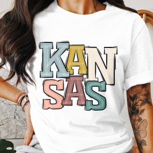 Kansas State Pride T-Shirt, Colorful Design, Home State Tee, Retro Style, Souvenir Gift, Kansas Lover, State Map Apparel, Graphic Top