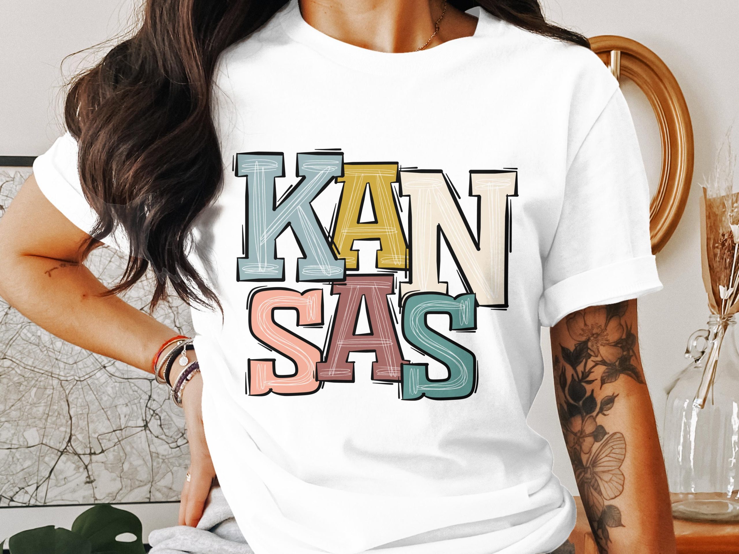 Kansas State Pride T-Shirt, Colorful Design, Home State Tee, Retro Style, Souvenir Gift, Kansas Lover, State Map Apparel, Graphic Top