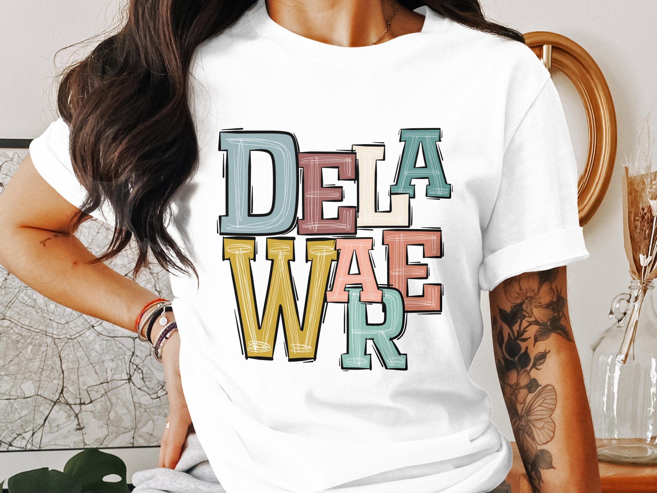 Delaware T Shirt, State Pride Tee, Colorful Letters Shirt, Vacation Souvenir Shirt, Delaware Gift Idea Shirt