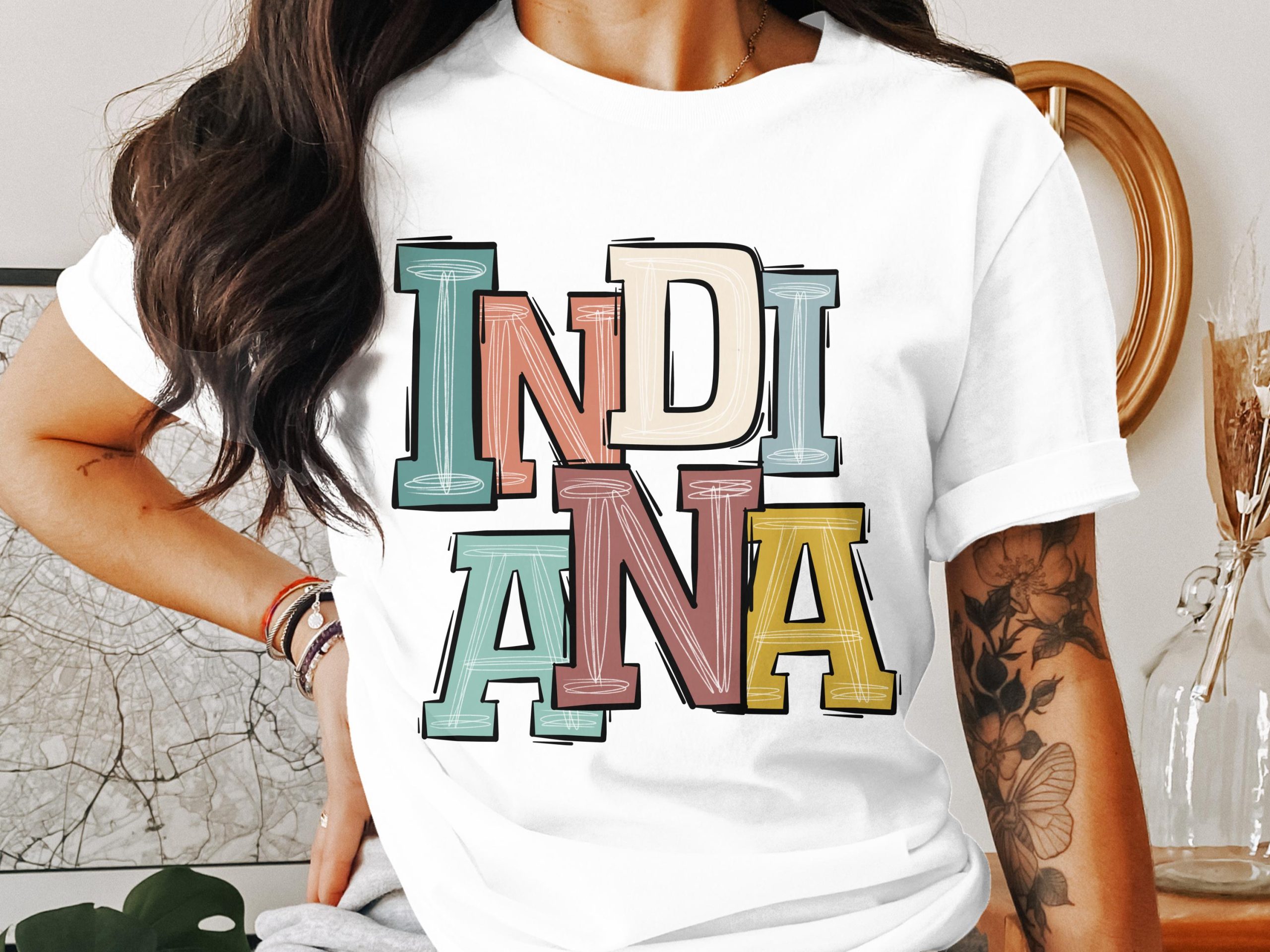 Indiana T Shirt, State Pride Tee, Indiana Lover Gift, Colorful Indiana Shirt, Indiana Roots Shirt, Home State Shirt, Indiana Souvenir Shirt