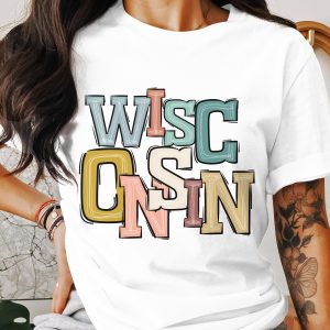 Wisconsin T-Shirt, Colorful State Pride Tee, Retro Style WI Gift, Home State Shirt, Wisconsin Souvenir, Travel Tee, Wisconsin Apparel