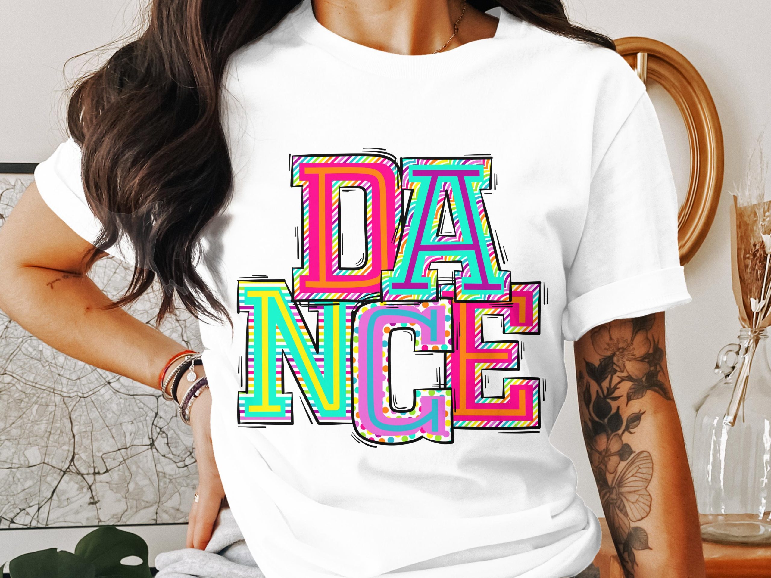 Dance T-Shirt, Colorful Dance Tee, Retro Dance Shirt, Dancing Top, Dancer Gift, Dance Teacher Shirt, Colorful Graphic Tee, Trendy Dance