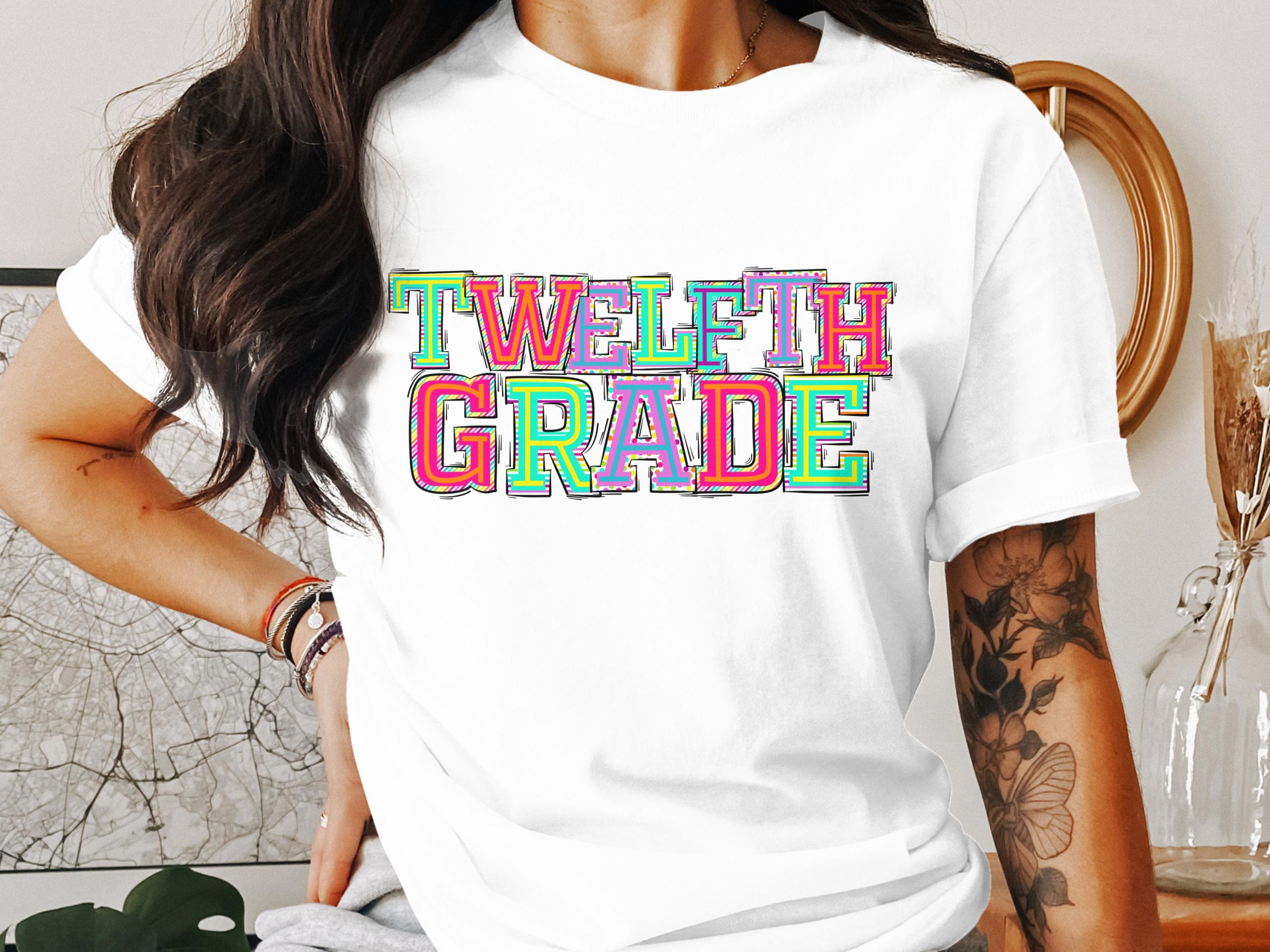 Twelfth Grade Colorful T-Shirt, Back to School Shirt, Funny Senior Shirt, Class of 2025 T Shirt, High School Graduate Tee, Teacher Gift