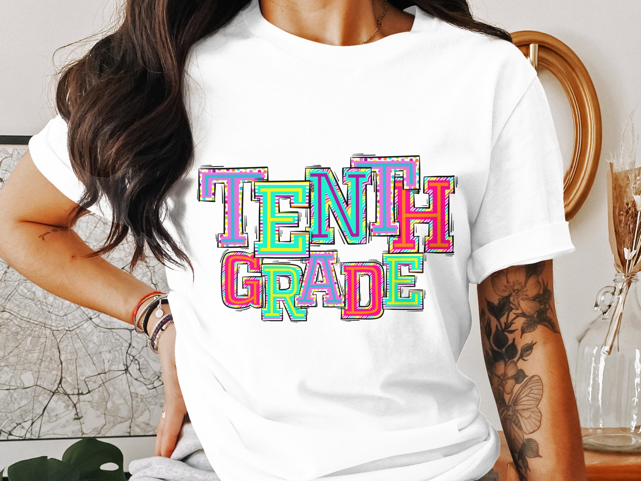 Tenth Grade T-Shirt, Colorful Design, Back to School Shirt, High School Tee, Student Gift, Trendy T Shirt, Teacher Gift Idea