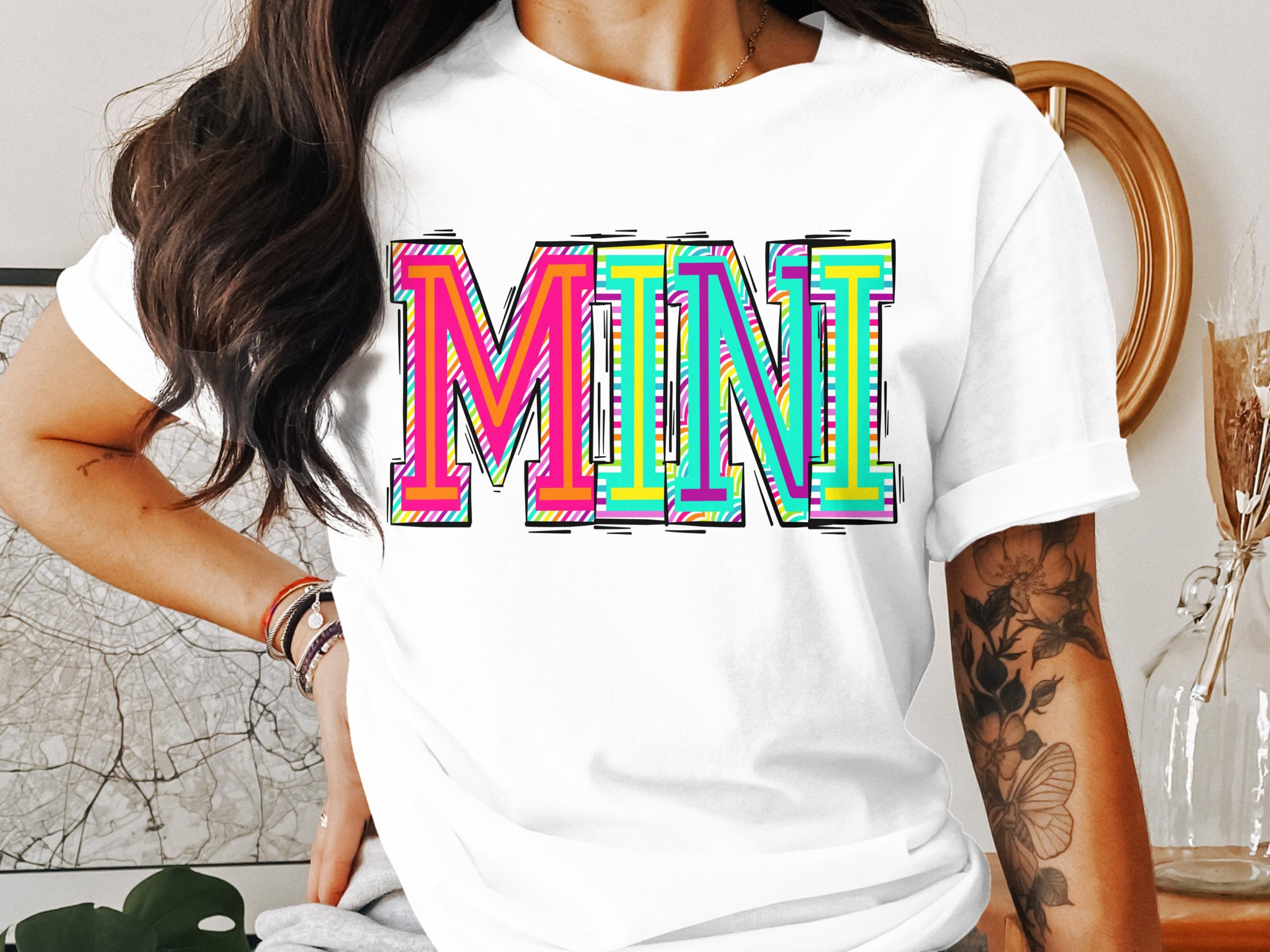 Mini T-Shirt, Colorful Graphic Tee, Retro Style Shirt, Trendy Graphic Tee, Fun T-Shirt for Everyday Wear, Cool Casual Tee