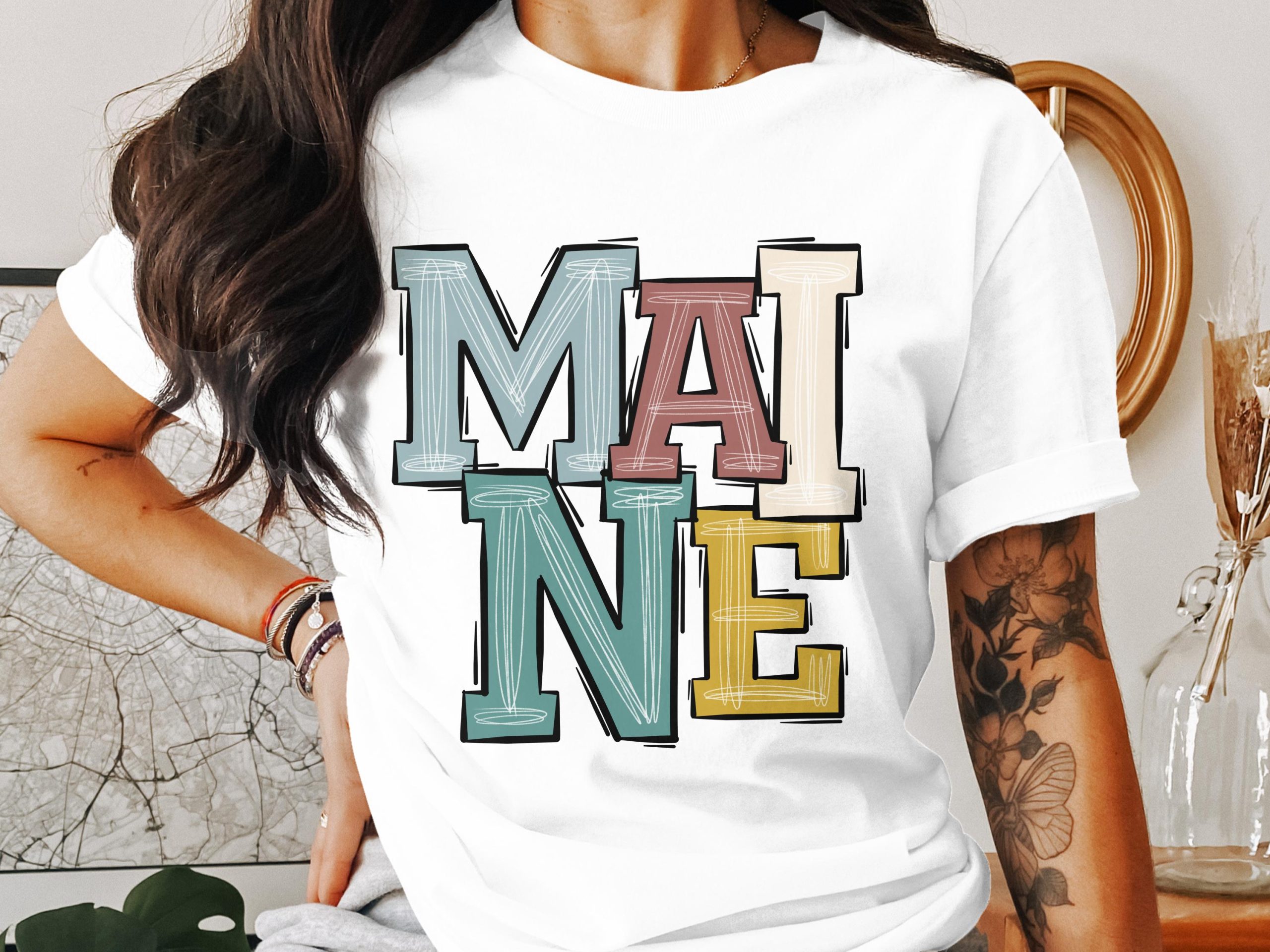 Maine T-Shirt, Colorful State Pride Tee, Vacation Souvenir, Gift for Maine Lover, New England Apparel, Unique Maine T-Shirt, Maine Trip