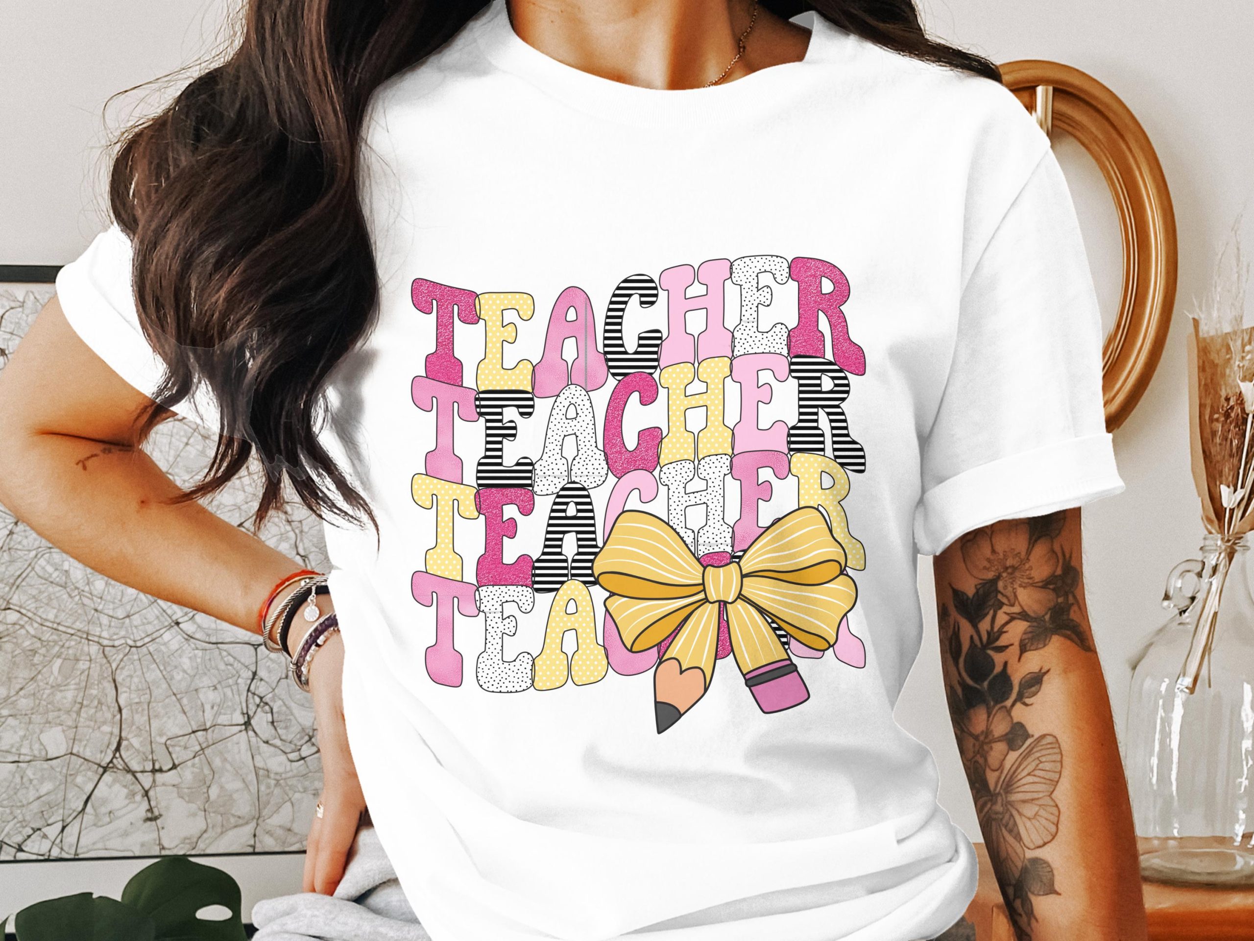 Retro Teacher T-Shirt, Teacher Appreciation, Teacher Gift, School T-Shirt, Pencil Shirt, Back To School Shirt