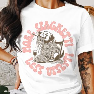 More Spaghetti Less Upset, Dog Lover T-Shirt, Foodie Gift, Cute Pet Tee, Unique Graphic, Funny Design, Pasta T Shirt, Dog Breed Apparel