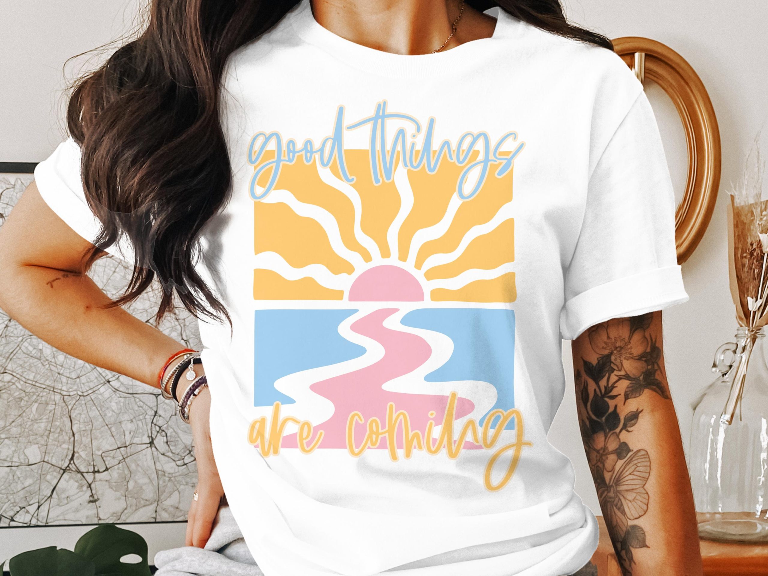 Good Things Coming T-Shirt, Positive Vibes Tee, Motivational Quote Shirt, Aesthetic Graphic, Boho Style, Trendy Design