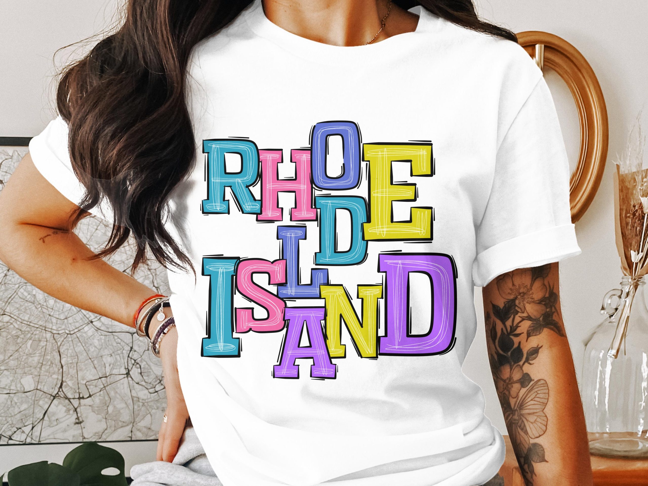 Rhode Island T-Shirt, Colorful State Pride Tee, RI Souvenir Shirt, New England Trip Gift, USA Destination, Vacation Apparel