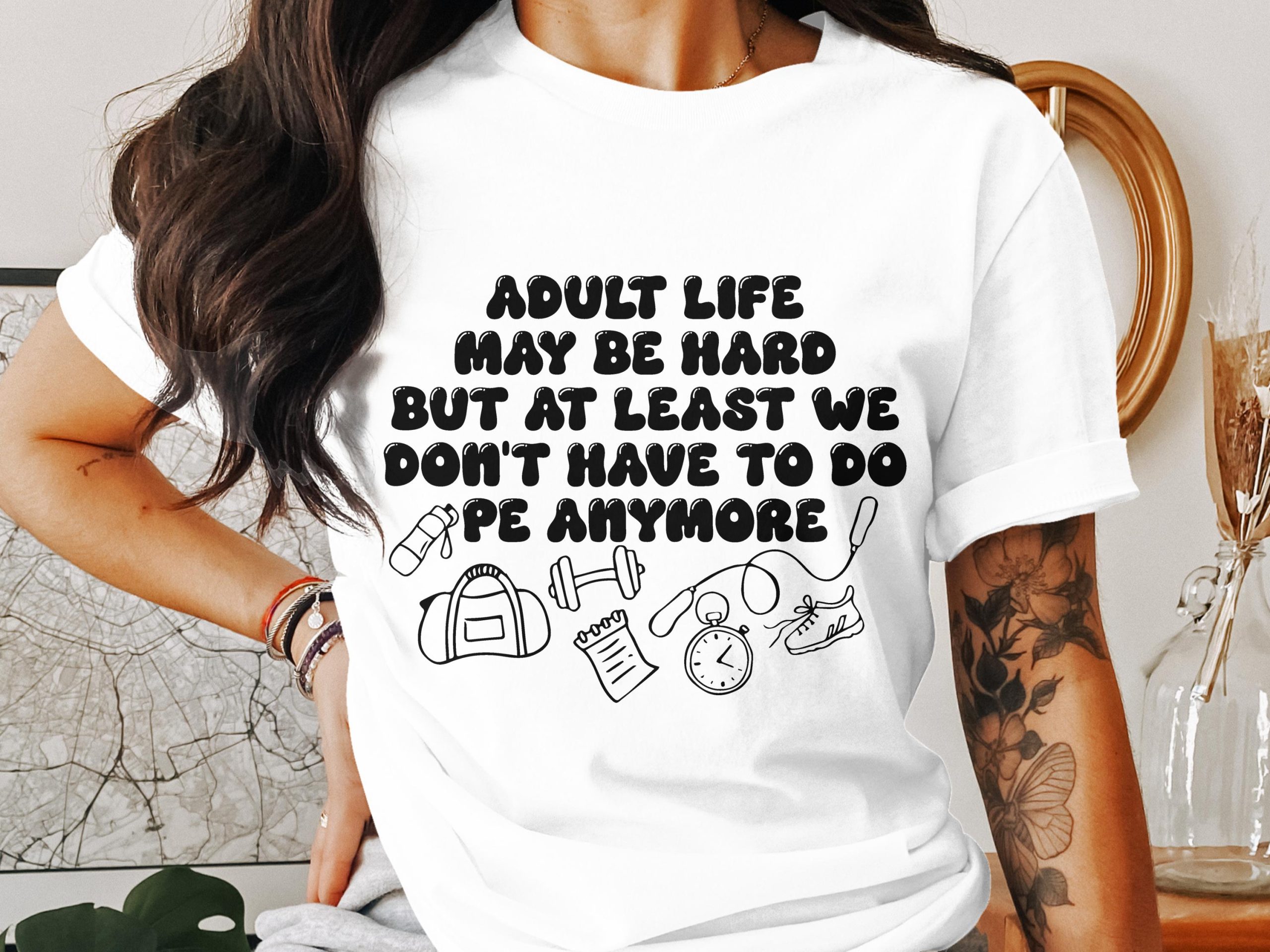 Adult Life PE Class T-Shirt, Funny Gym Tee, Workout Lover Shirt, Fitness Gift, Exercise Humour TShirt, Motivation T-Shirt
